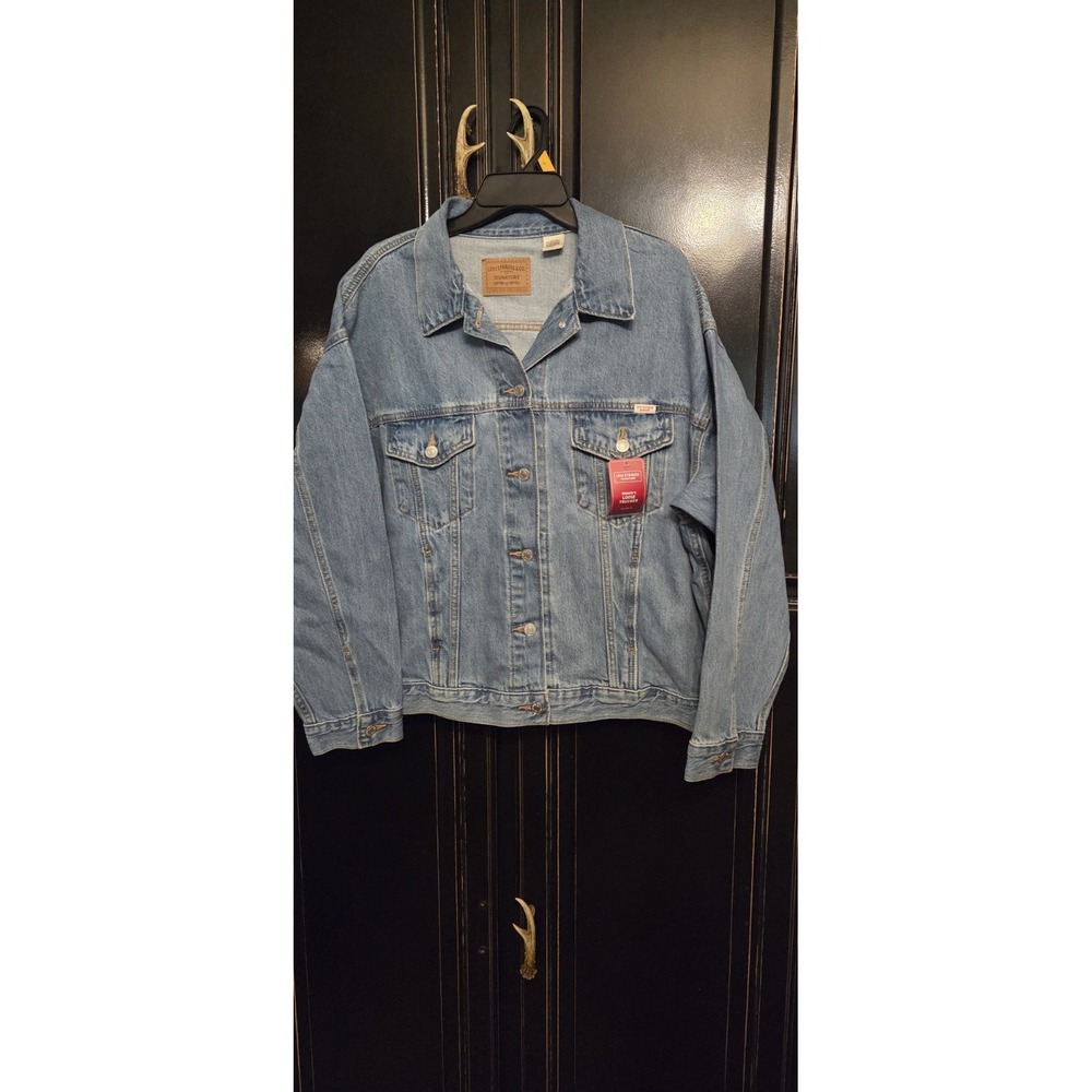levis strauss signature Trucker Blue Jean Jacket, Large Wm, Casual, Concert